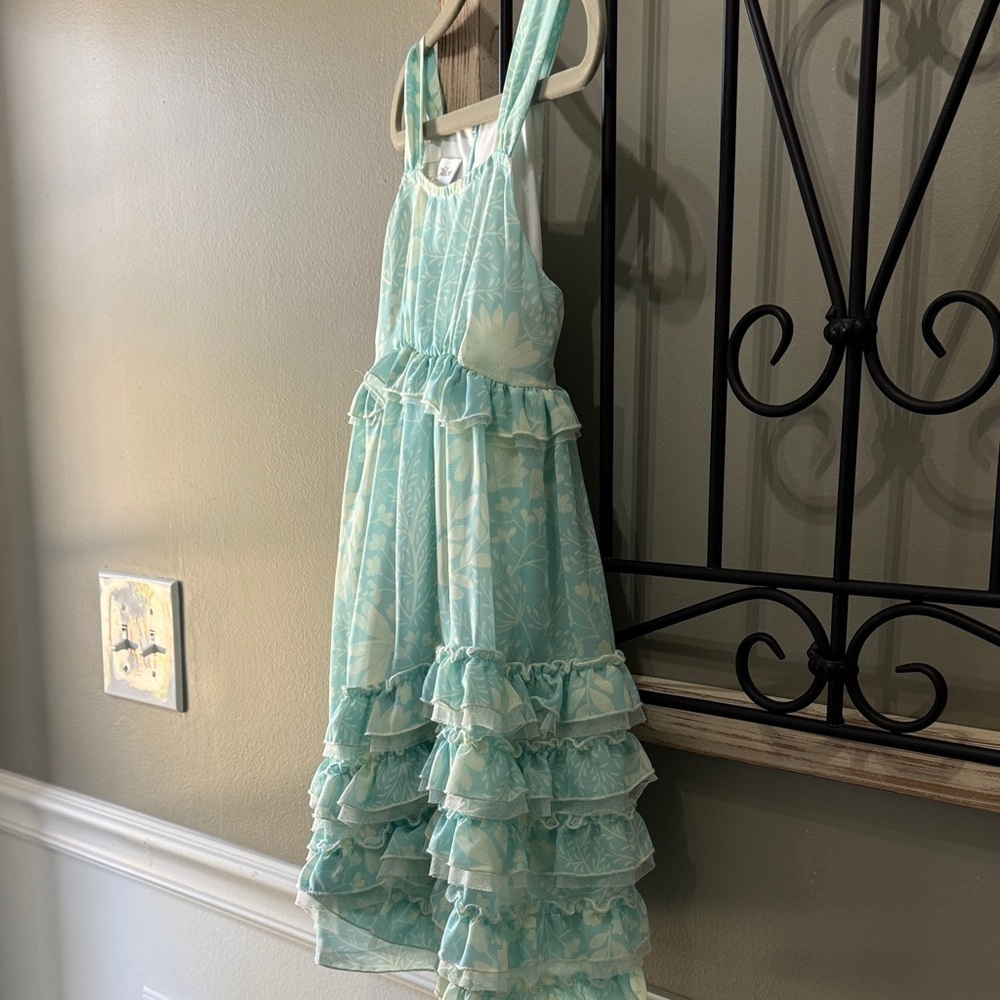 Isobella & Chloe Light Blue Ruffle Dress 4 Church Wedding - Picture 10 of 11